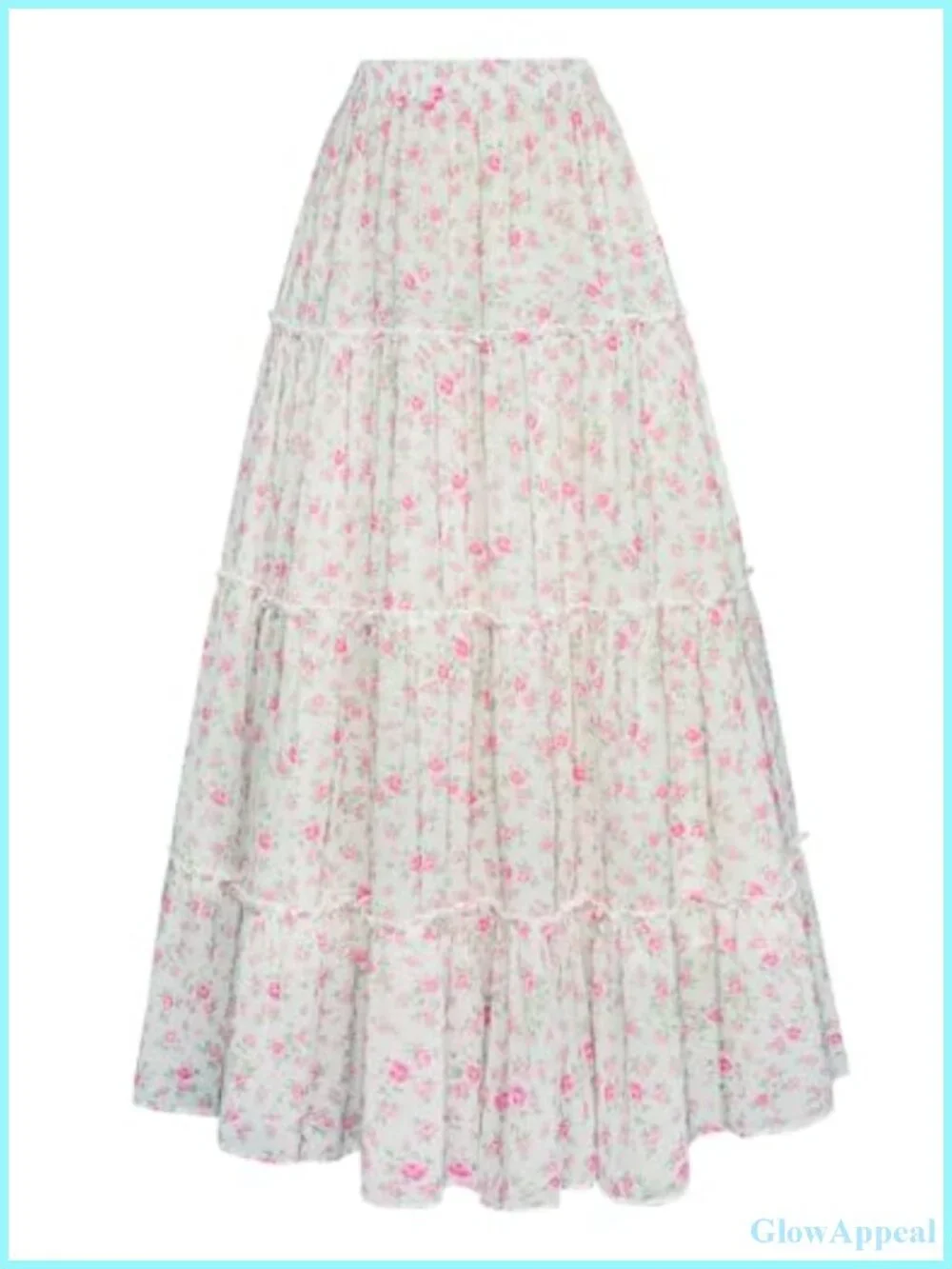 Women's High Waist Floral Tiered Maxi Skirt with Pockets, Soft Lined A-Line